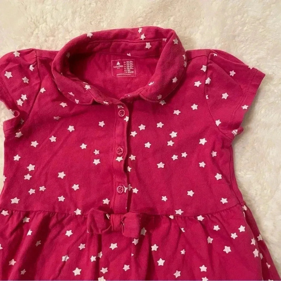 GAP 18-24 months pink star shirt sleeve dress with button and bow details - Picture 4 of 4